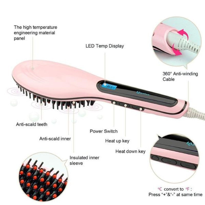 Paddle Brush Hair Straightener – Ionic Heating Comb