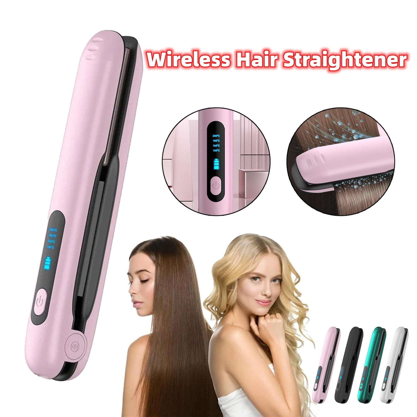 Wireless 2-in-1 Hair Straightener & Curler – USB Rechargeable