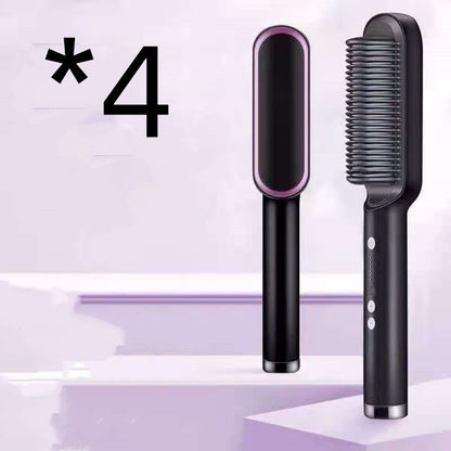 2-in-1 Hair Straightener & Curling Hot Comb – Negative Ion Styling Brush