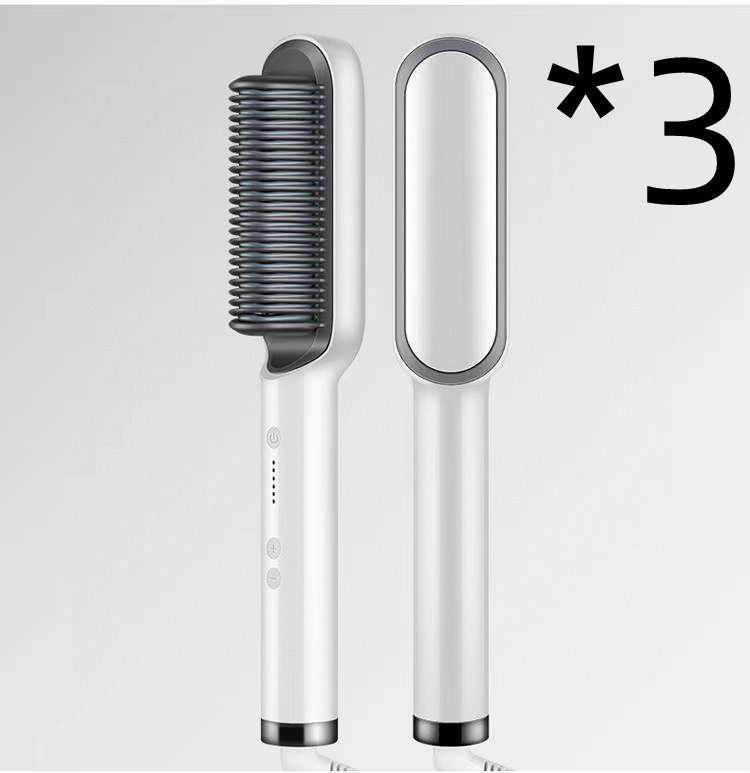2-in-1 Hair Straightener & Curling Hot Comb – Negative Ion Styling Brush