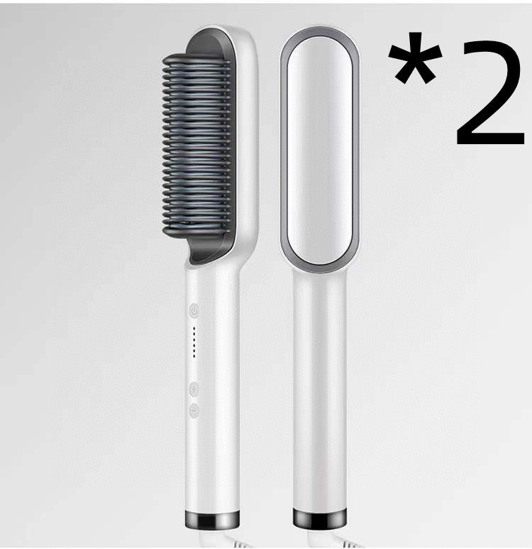 2-in-1 Hair Straightener & Curling Hot Comb – Negative Ion Styling Brush