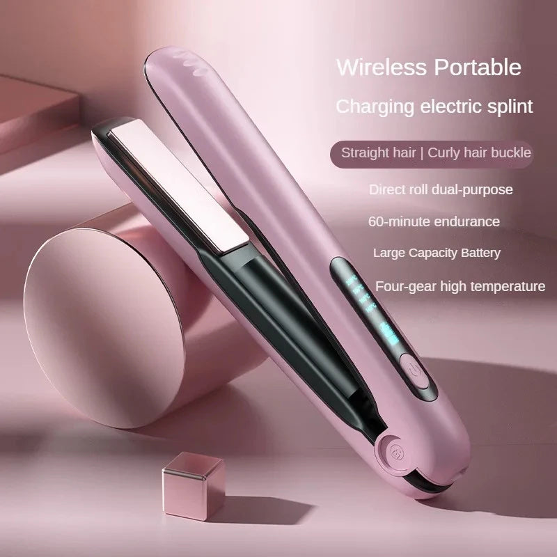 Wireless 2-in-1 Hair Straightener & Curler – USB Rechargeable