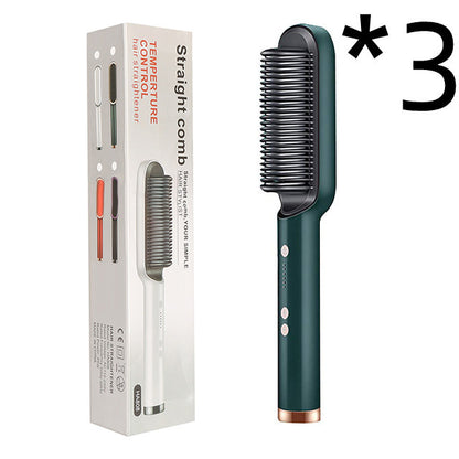 2-in-1 Hair Straightener & Curling Hot Comb – Negative Ion Styling Brush