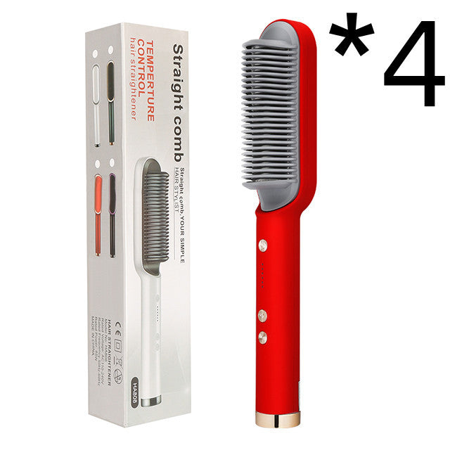 2-in-1 Hair Straightener & Curling Hot Comb – Negative Ion Styling Brush