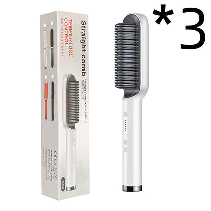 2-in-1 Hair Straightener & Curling Hot Comb – Negative Ion Styling Brush