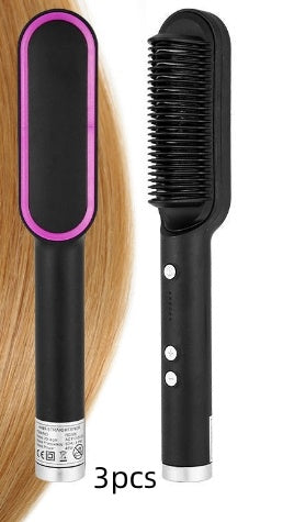 2-in-1 Hair Straightener & Curling Hot Comb – Negative Ion Styling Brush