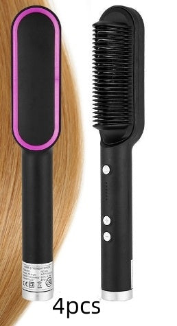2-in-1 Hair Straightener & Curling Hot Comb – Negative Ion Styling Brush