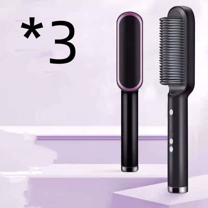 2-in-1 Hair Straightener & Curling Hot Comb – Negative Ion Styling Brush