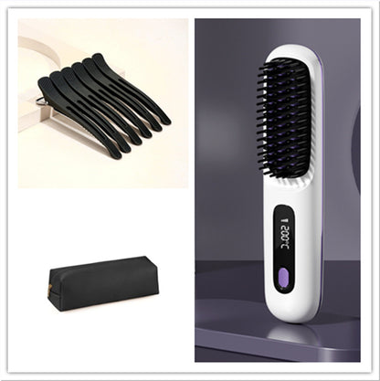 2-in-1 Wireless Hair Straightener Comb – Fast Heating & Portable