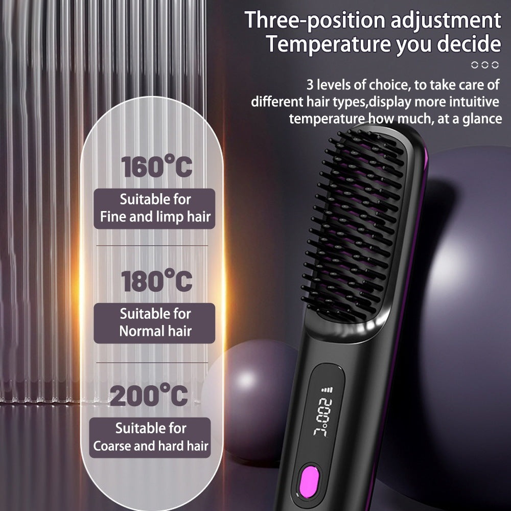 2-in-1 Wireless Hair Straightener Comb – Fast Heating & Portable