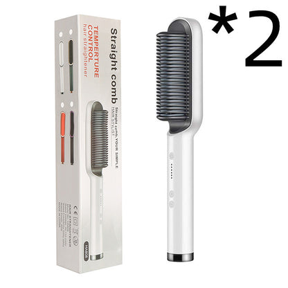 2-in-1 Hair Straightener & Curling Hot Comb – Negative Ion Styling Brush