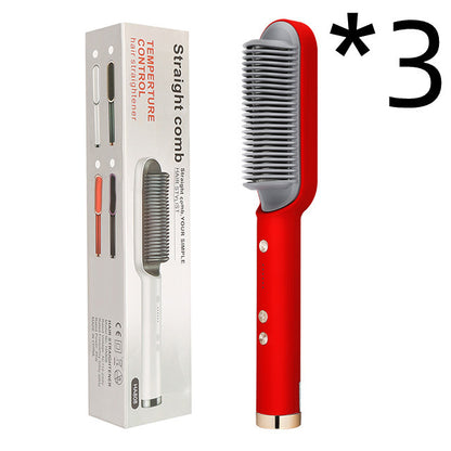 2-in-1 Hair Straightener & Curling Hot Comb – Negative Ion Styling Brush