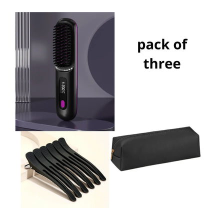2-in-1 Wireless Hair Straightener Comb – Fast Heating & Portable